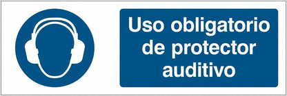 GLOBAL CARTELLO SEGNALETICO UNI - Uso obligatorio de protector auditivo - Adesivo Extra Resistente, Pannello in Forex, Pannello In Alluminio