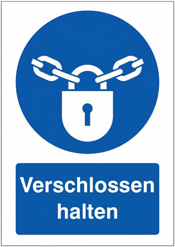 GLOBAL CARTELLO SEGNALETICO - Verschlossen halten -  Adesivo Extra Resistente, Pannello in Forex, Pannello In Alluminio