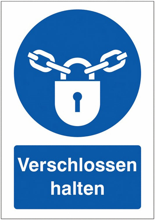 GLOBAL CARTELLO SEGNALETICO - Verschlossen halten -  Adesivo Extra Resistente, Pannello in Forex, Pannello In Alluminio