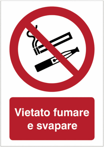 GLOBAL CARTELLO SEGNALETICO - Vietato fumare e svapare - Adesivo Extra Resistente, Pannello in Forex, Pannello In Alluminio