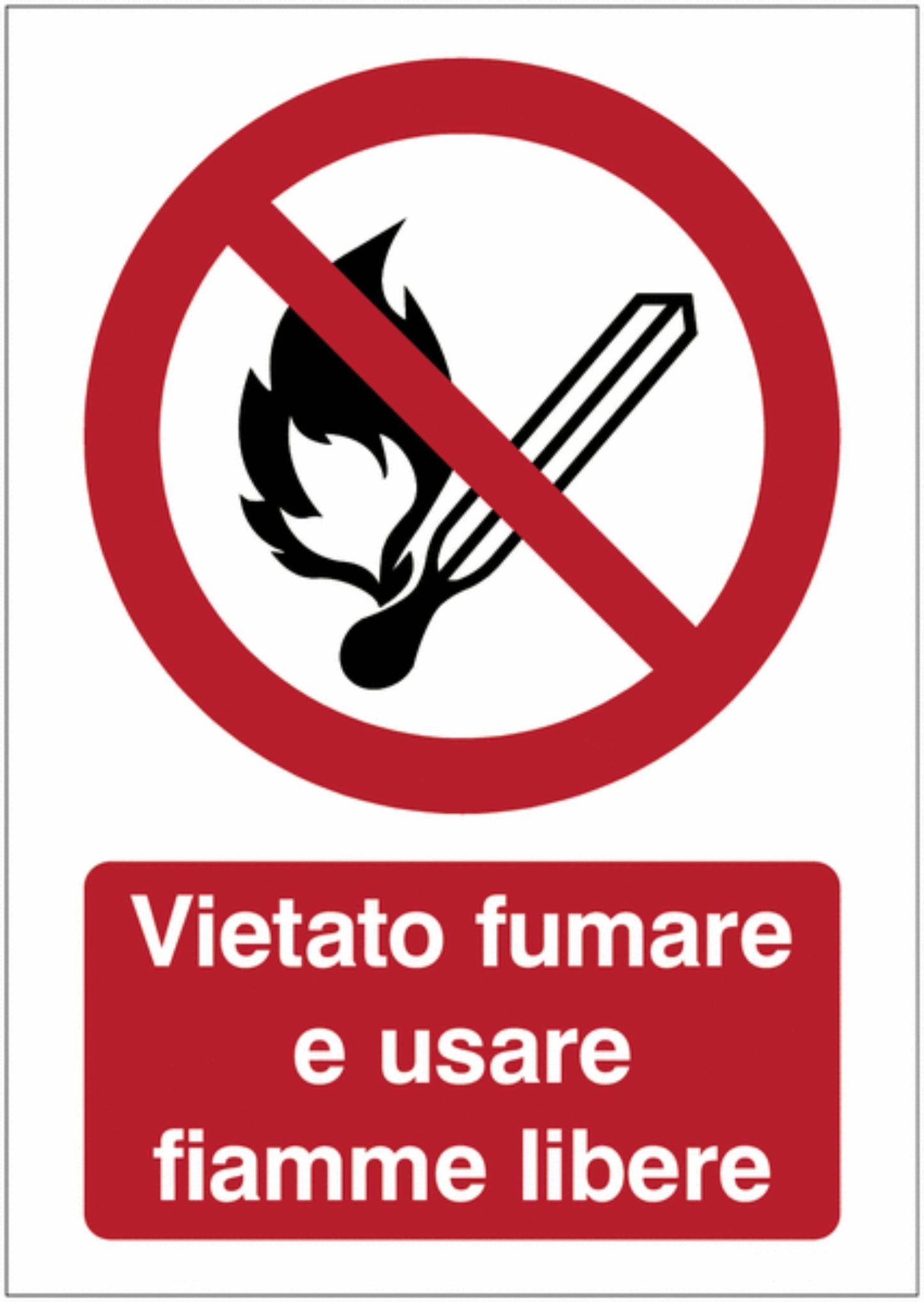 GLOBAL CARTELLO SEGNALETICO - Vietato fumare e usare fiamme libere - Adesivo Extra Resistente, Pannello in Forex, Pannello In Alluminio