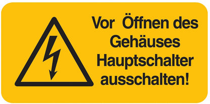 GLOBAL CARTELLO SEGNALETICO UNI - Vor Öffnen des Gehäuses, Hauptschalter - Adesivo Extra Resistente, Pannello in Forex, Pannello In Alluminio