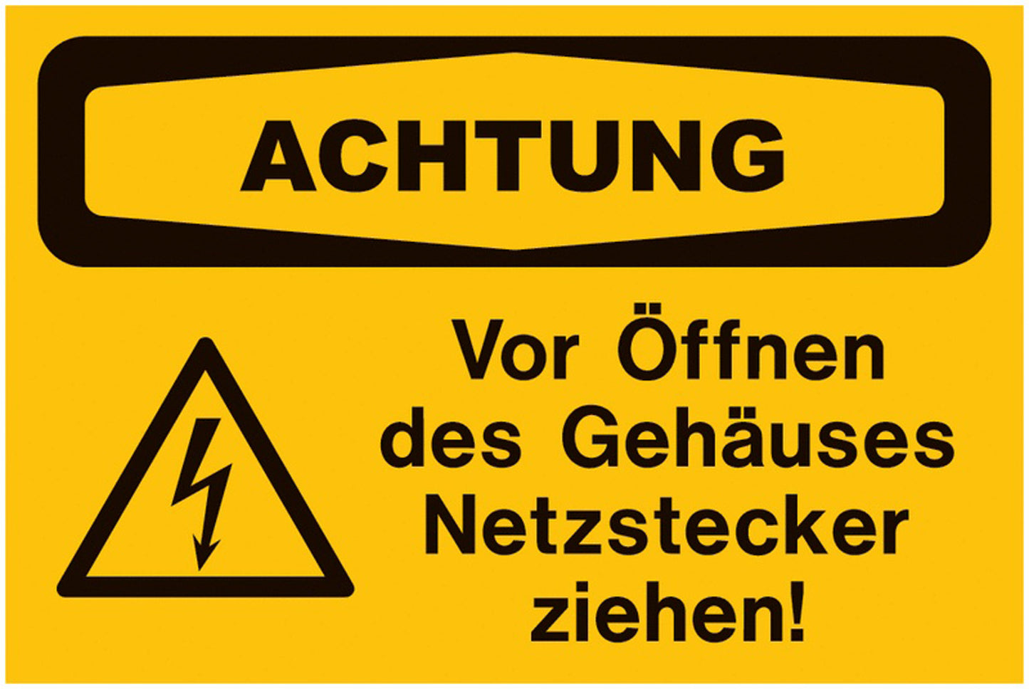 GLOBAL CARTELLO SEGNALETICO - Vor dem Öffnen des Gehäuses Netzstecker ziehen - Sicherheitsschilder, Elektrotechnik -  Adesivo Extra Resistente, Pannello in Forex, Pannello In Alluminio