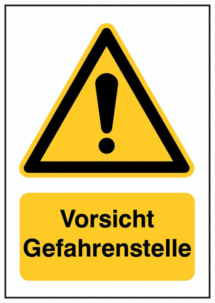 GLOBAL CARTELLO SEGNALETICO - Vorsicht Gefahrenstelle -  Adesivo Extra Resistente, Pannello in Forex, Pannello In Alluminio