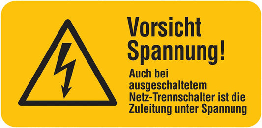 GLOBAL CARTELLO SEGNALETICO UNI - Vorsicht Spannung! Netz-Trennschalter - Adesivo Extra Resistente, Pannello in Forex, Pannello In Alluminio