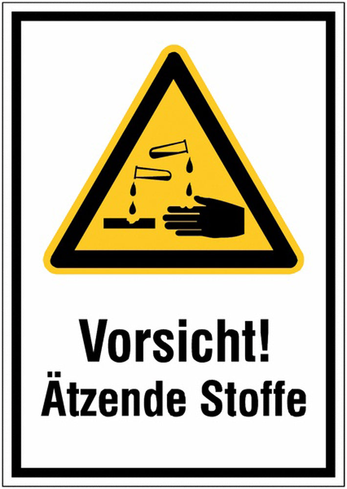 GLOBAL CARTELLO SEGNALETICO - Vorsicht! Ätzende Stoffe -  Adesivo Extra Resistente, Pannello in Forex, Pannello In Alluminio