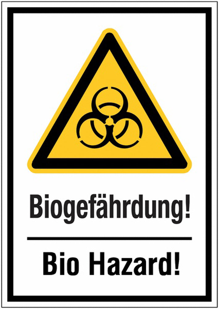 GLOBAL CARTELLO SEGNALETICO - Vorsicht! Biogefährdung Bio Hazard -  Adesivo Extra Resistente, Pannello in Forex, Pannello In Alluminio