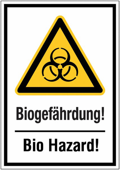 GLOBAL CARTELLO SEGNALETICO - Vorsicht! Biogefährdung Bio Hazard -  Adesivo Extra Resistente, Pannello in Forex, Pannello In Alluminio