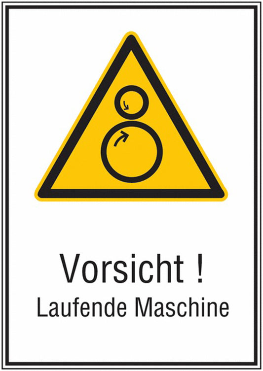 GLOBAL CARTELLO SEGNALETICO - Vorsicht! Laufende Maschine -  Adesivo Extra Resistente, Pannello in Forex, Pannello In Alluminio