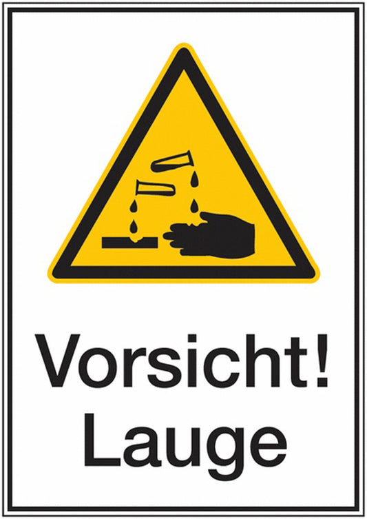 GLOBAL CARTELLO SEGNALETICO - Vorsicht! Lauge -  Adesivo Extra Resistente, Pannello in Forex, Pannello In Alluminio