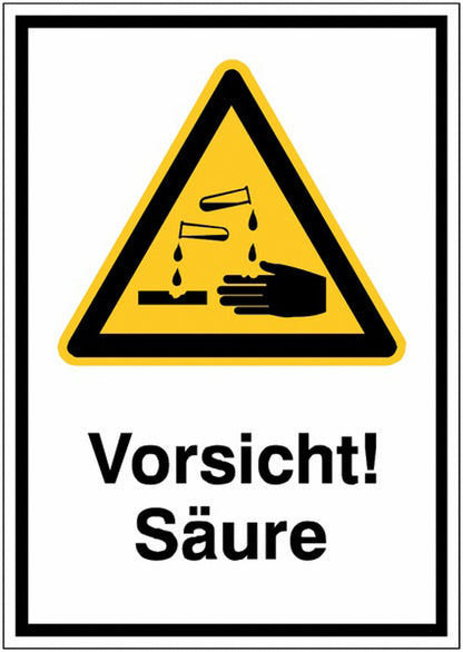 GLOBAL CARTELLO SEGNALETICO - Vorsicht! Säure -  Adesivo Extra Resistente, Pannello in Forex, Pannello In Alluminio