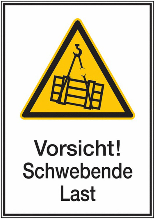 GLOBAL CARTELLO SEGNALETICO - Vorsicht! Schwebende Last -  Adesivo Extra Resistente, Pannello in Forex, Pannello In Alluminio