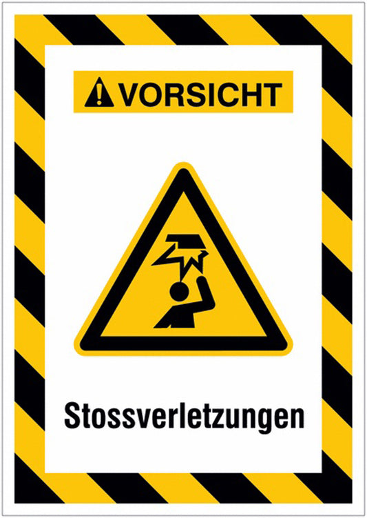 GLOBAL CARTELLO SEGNALETICO - Warnung vor Stossverletzungen -  Adesivo Extra Resistente, Pannello in Forex, Pannello In Alluminio