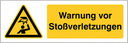 GLOBAL CARTELLO SEGNALETICO UNI - Warnung vor Stossverletzungen - Adesivo Extra Resistente, Pannello in Forex, Pannello In Alluminio