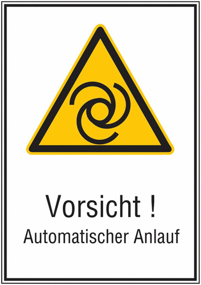 GLOBAL CARTELLO SEGNALETICO - Warnung vor automatischem Anlauf -  Adesivo Extra Resistente, Pannello in Forex, Pannello In Alluminio