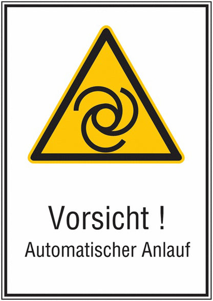 GLOBAL CARTELLO SEGNALETICO - Warnung vor automatischem Anlauf -  Adesivo Extra Resistente, Pannello in Forex, Pannello In Alluminio