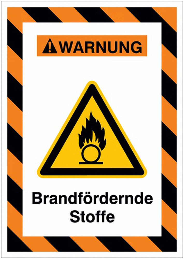 GLOBAL CARTELLO SEGNALETICO - Warnung vor brandfördernden Stoffen -  Adesivo Extra Resistente, Pannello in Forex, Pannello In Alluminio