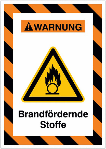 GLOBAL CARTELLO SEGNALETICO - Warnung vor brandfördernden Stoffen -  Adesivo Extra Resistente, Pannello in Forex, Pannello In Alluminio