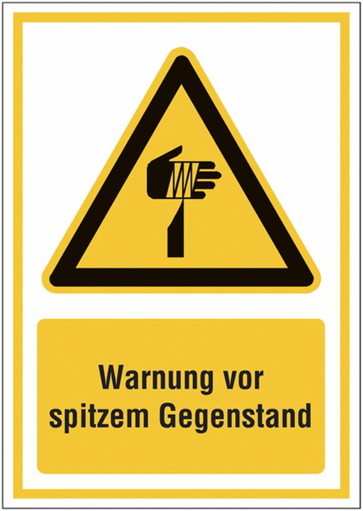 GLOBAL CARTELLO SEGNALETICO - Warnung vor spitzem Gegenstand -  Adesivo Extra Resistente, Pannello in Forex, Pannello In Alluminio