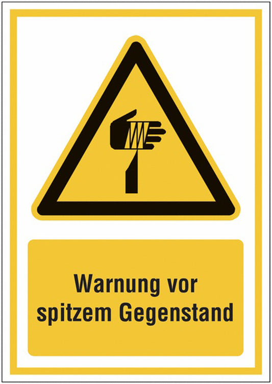 GLOBAL CARTELLO SEGNALETICO - Warnung vor spitzem Gegenstand -  Adesivo Extra Resistente, Pannello in Forex, Pannello In Alluminio