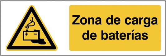 GLOBAL CARTELLO SEGNALETICO UNI - Zona de carga de baterías - Adesivo Extra Resistente, Pannello in Forex, Pannello In Alluminio