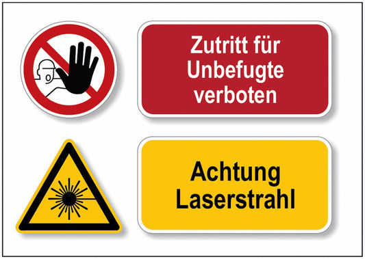 GLOBAL CARTELLO SEGNALETICO - Zutritt für Unbefugte verboten Achtung Laserstrahl -  Adesivo Extra Resistente, Pannello in Forex, Pannello In Alluminio