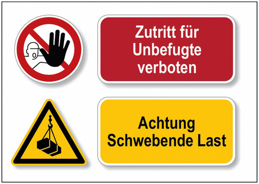 GLOBAL CARTELLO SEGNALETICO - Zutritt für Unbefugte verboten Achtung schwebende Last -  Adesivo Extra Resistente, Pannello in Forex, Pannello In Alluminio