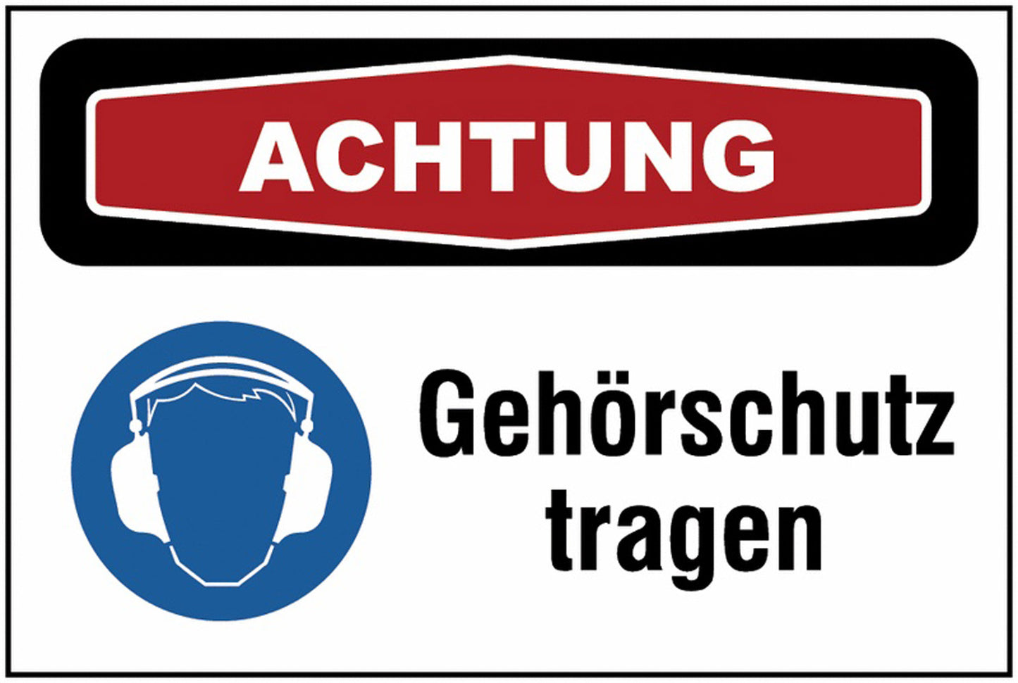 GLOBAL CARTELLO SEGNALETICO - achtung Gehörschutz -  Adesivo Extra Resistente, Pannello in Forex, Pannello In Alluminio