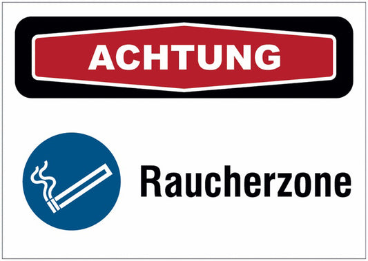 GLOBAL CARTELLO SEGNALETICO - achtung raucherzone -  Adesivo Extra Resistente, Pannello in Forex, Pannello In Alluminio