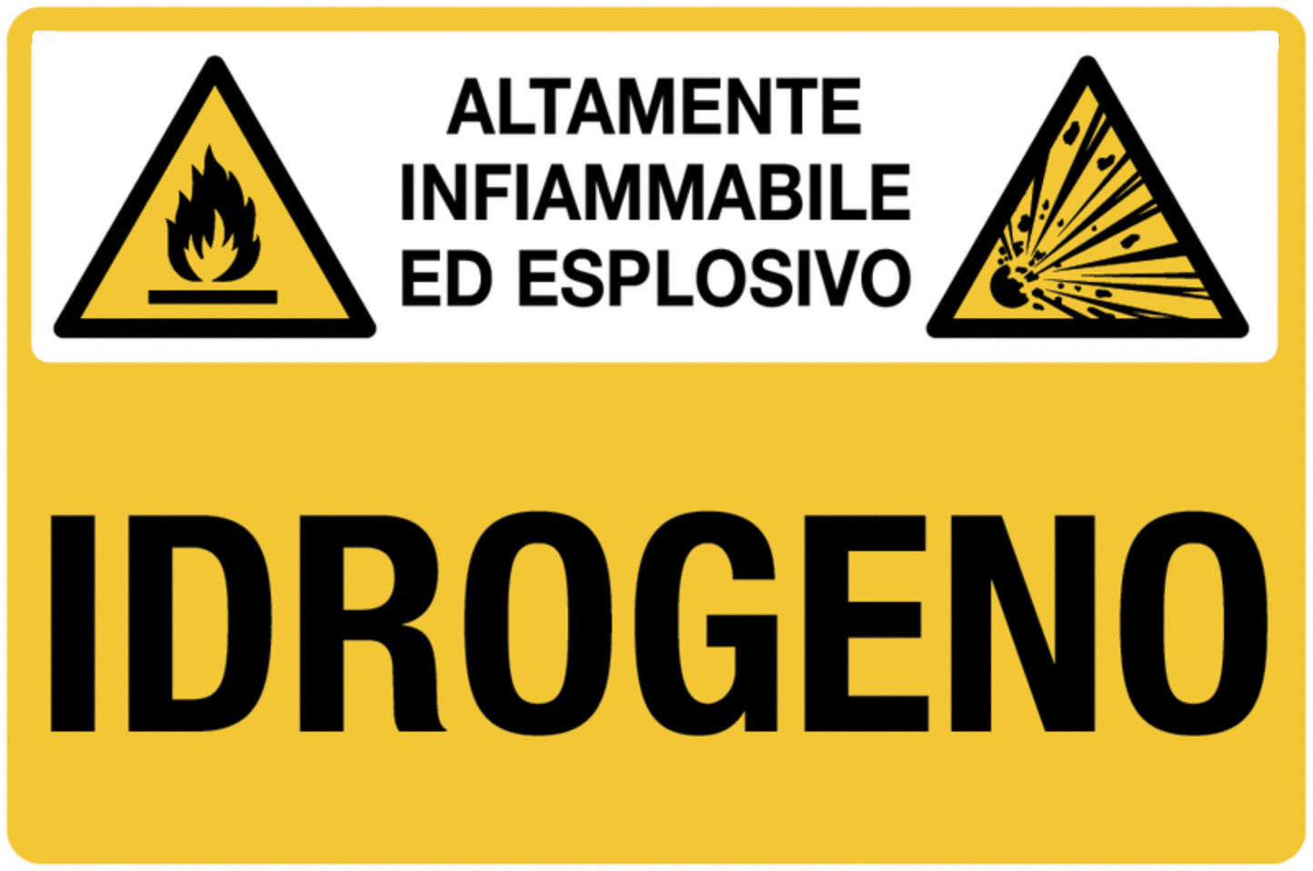 GLOBAL CARTELLO SEGNALETICO - altamente infiammabile ed esplosivo idrogeno - Adesivo Extra Resistente, Pannello in Forex, Pannello In Alluminio