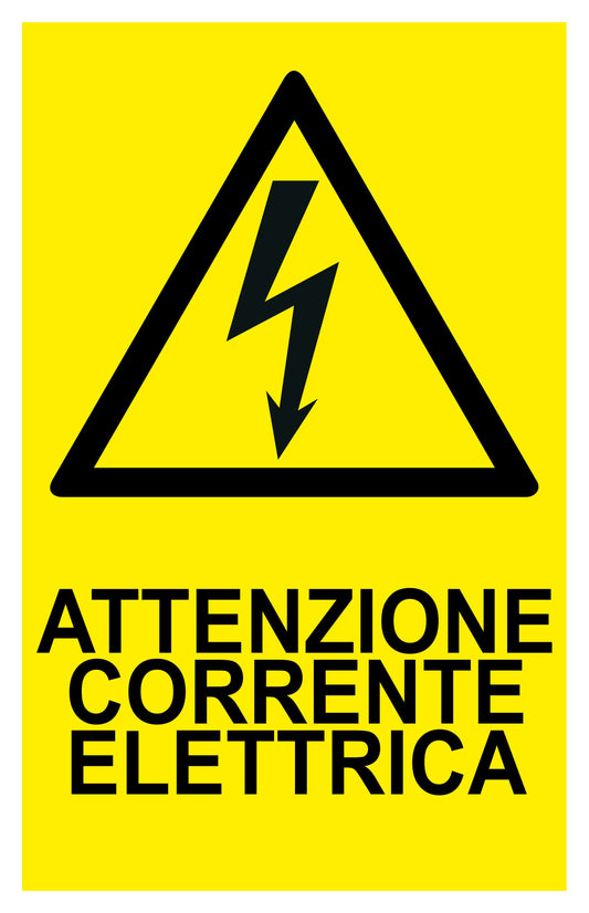 GLOBAL CARTELLO SEGNALETICO - attenzione corrente elettrica - Adesivo Extra Resistente, Pannello in Forex, Pannello In Alluminio