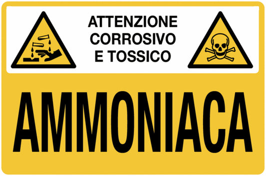 GLOBAL CARTELLO SEGNALETICO - attenzione corrosivo e tossico - Adesivo Extra Resistente, Pannello in Forex, Pannello In Alluminio