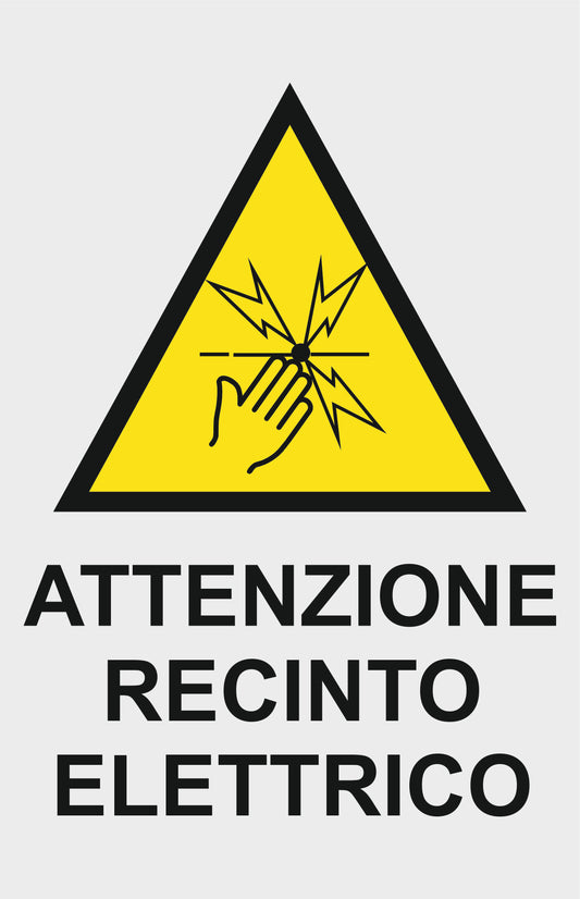 GLOBAL CARTELLO SEGNALETICO - attenzione recinto elettrico - Adesivo Extra Resistente, Pannello in Forex, Pannello In Alluminio