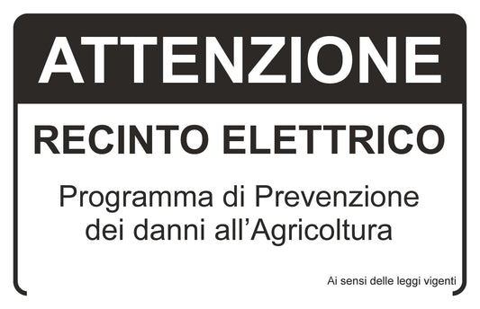 GLOBAL CARTELLO SEGNALETICO - attenzione recinto elettrico programma di prevenzione - Adesivo Extra Resistente, Pannello in Forex, Pannello In Alluminio