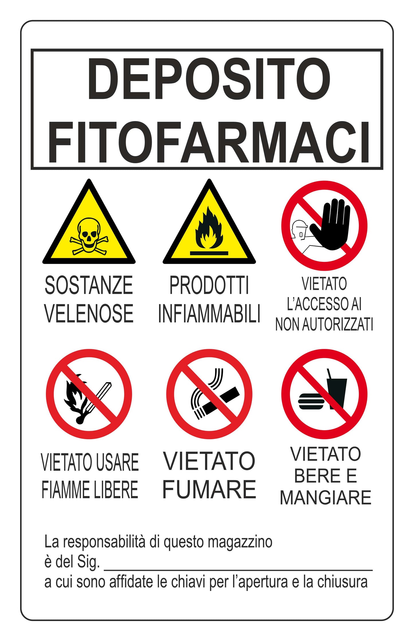 GLOBAL CARTELLO SEGNALETICO - deposito fitofarmaci  - Adesivo Extra Resistente, Pannello in Forex, Pannello In Alluminio