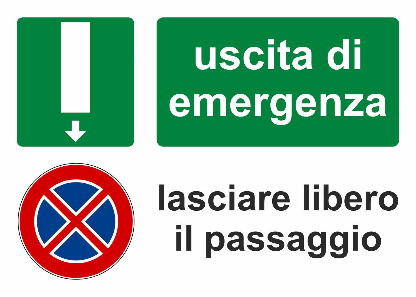 GLOBAL CARTELLO SEGNALETICO - divieto di sosta uscita d'emergenza  - Adesivo Extra Resistente, Pannello in Forex, Pannello In Alluminio