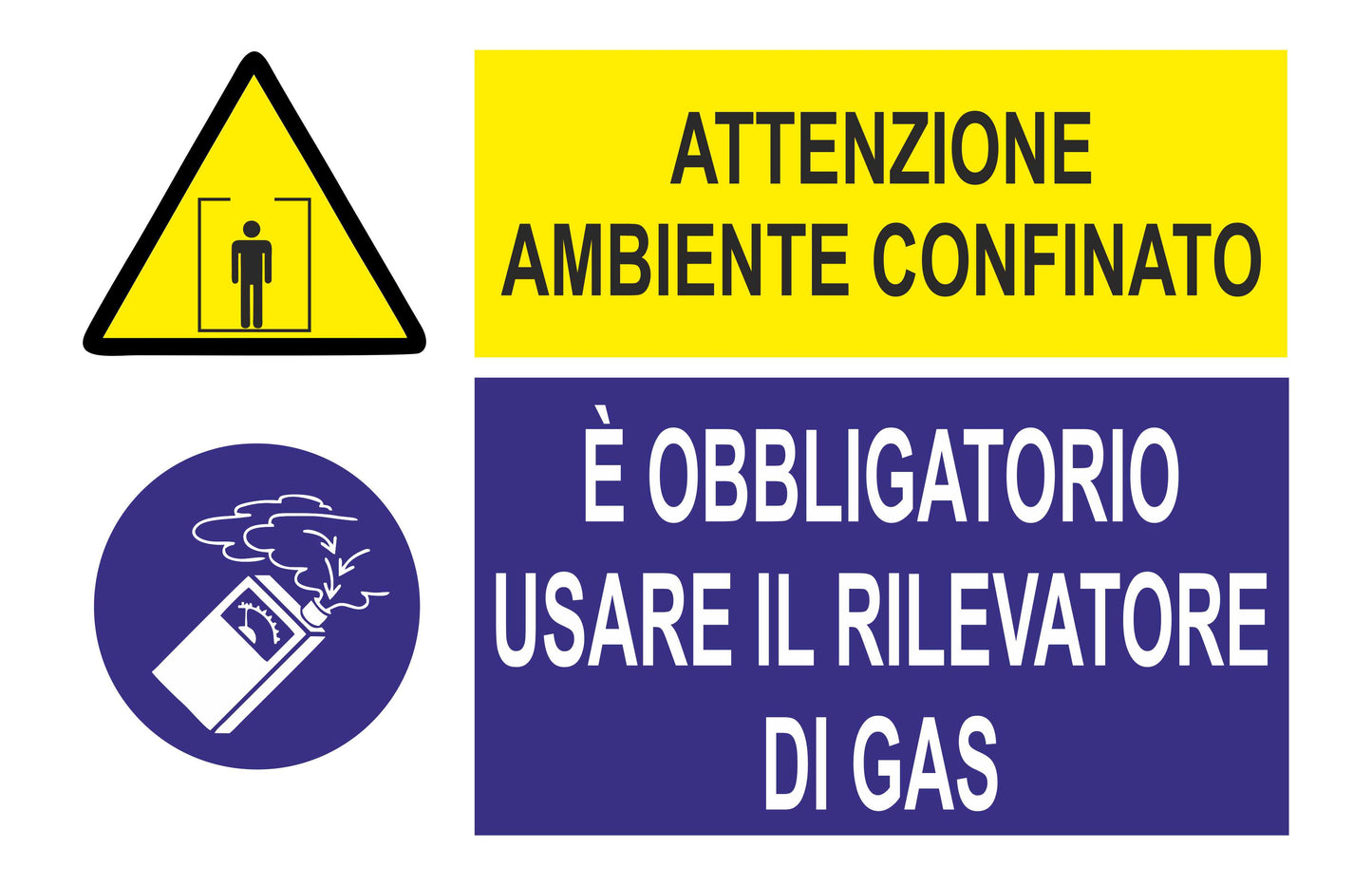 GLOBAL CARTELLO SEGNALETICO - multisimbolo ambiente confinato - Adesivo Extra Resistente, Pannello in Forex, Pannello In Alluminio