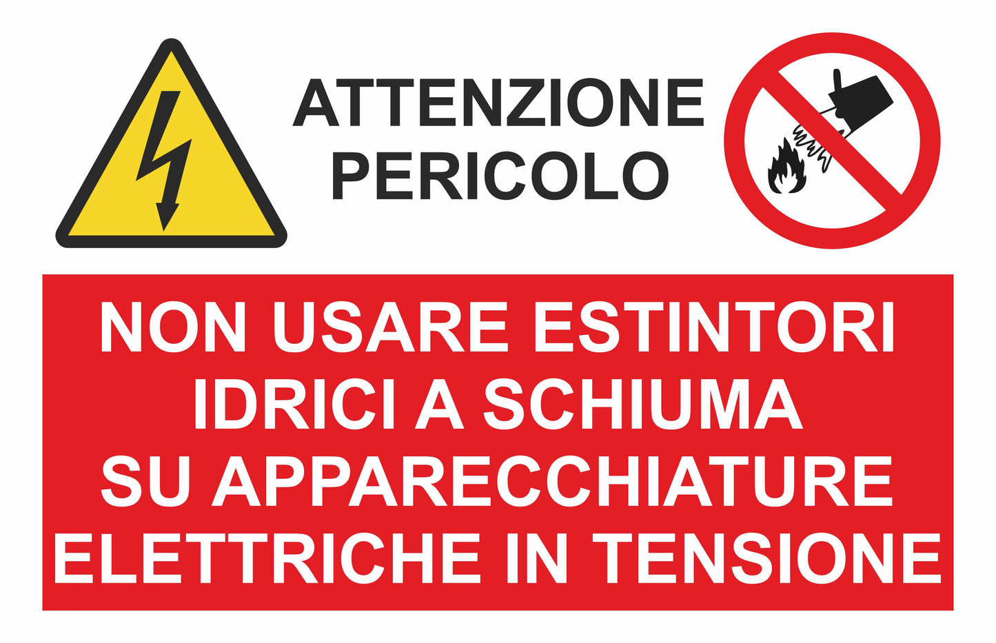 GLOBAL CARTELLO SEGNALETICO - multisimbolo attenzione pericolo. non usare estintori  - Adesivo Extra Resistente, Pannello in Forex, Pannello In Alluminio