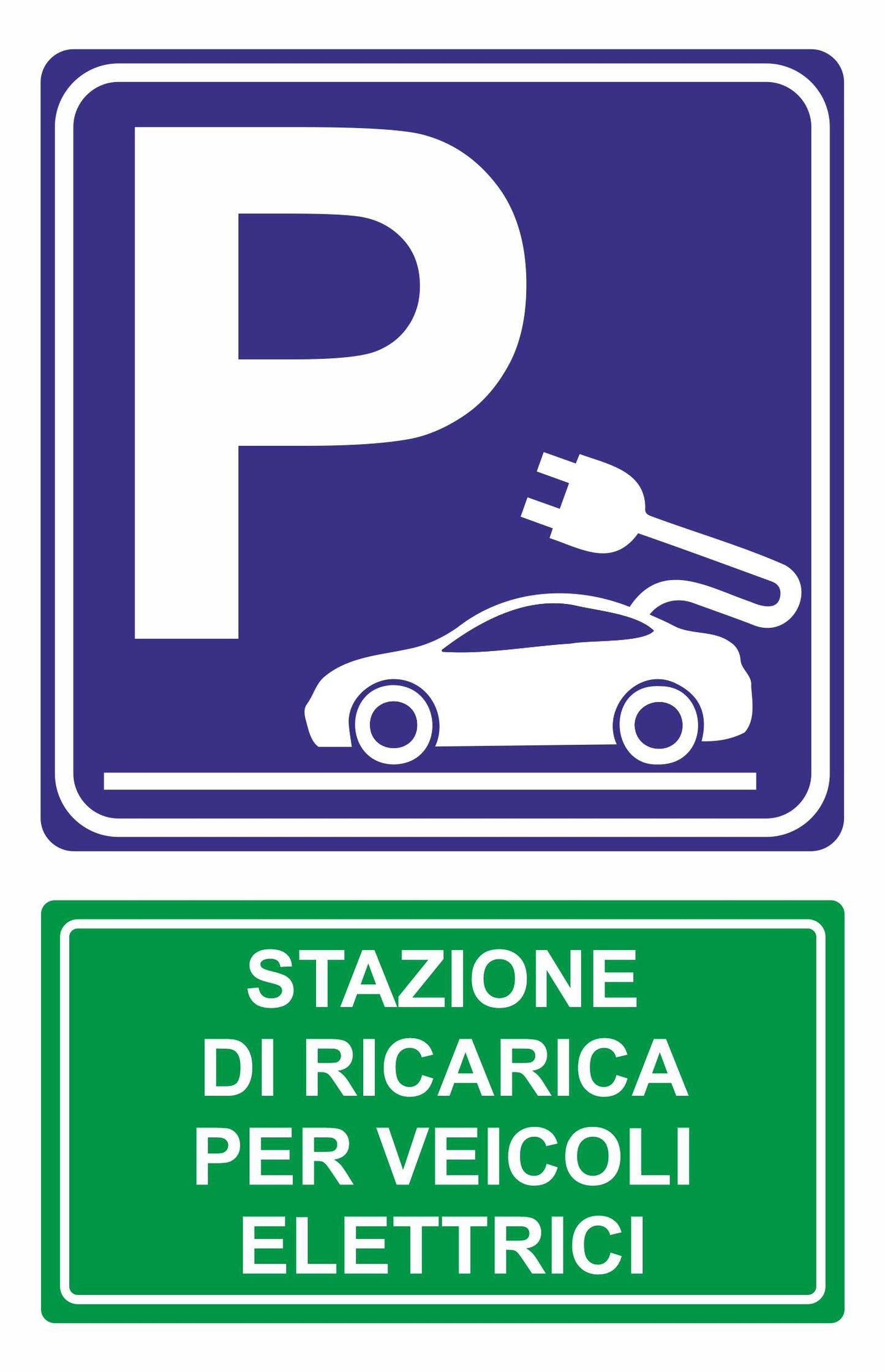 GLOBAL CARTELLO SEGNALETICO - parcheggio ricarica auto elettriche - Adesivo Resistente, Pannello in Forex, Pannello In Alluminio