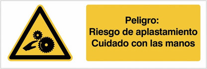 GLOBAL CARTELLO SEGNALETICO UNI - peligro Riesgo de aplastamiento. Cuidado con las manos - Adesivo Extra Resistente, Pannello in Forex, Pannello In Alluminio