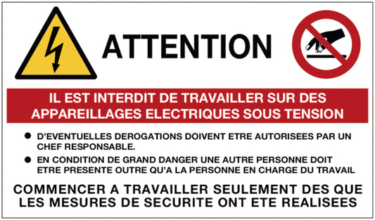 GLOBAL CARTELLO SEGNALETICO - pericolo elettrico - Attention - con testo in francese - Adesivo Extra Resistente, Pannello in Forex, Pannello In Alluminio