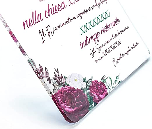 Partecipazioni di Matrimonio Personalizzate IN PLEXIGLASS CON STAMPA AD ALTA QUALITÁ - ROSE E FIORI GIALLI - completamente PERSONALIZZABILE