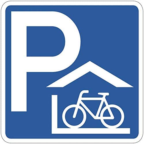 CARTELLO IN LAMIERA SCATOLATA QUADRATO 60X60 cm - PARCHEGGIO Pensilina per biciclette - SEGNALE CATARIFRAGENTE