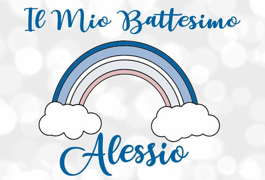 BANNER STRISCIONE BATTESIMO - Arcobaleno - CON IL TUO NOME bimbo