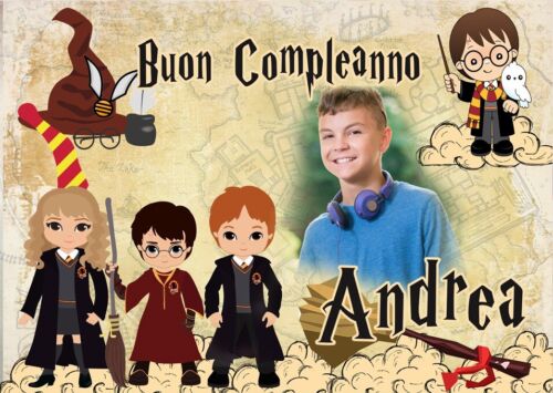 BANNER STRISCIONE compleanno - Harry Potter MOD 3 - CON NOME foto ed età bimbo/a