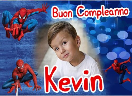 BANNER STRISCIONE compleanno - Spiderman - CON NOME foto ed età bimbo/a