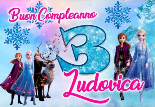 BANNER STRISCIONE compleanno - Frozen MOD 4 - CON NOME foto ed età bimbo/a