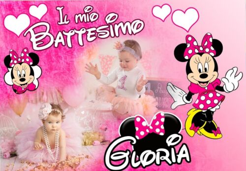 BANNER STRISCIONE compleanno - Minnie Rosa - CON NOME foto ed età bimbo/a