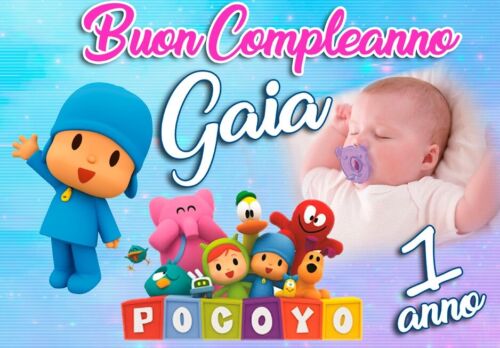 Copia del BANNER STRISCIONE compleanno - Pocoyo - CON NOME foto ed età bimbo/a