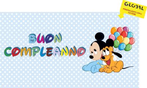 BANNER STRISCIONE compleanno - BABY TOPOLINO AZZURRO - CON IL TUO NOME bimbo